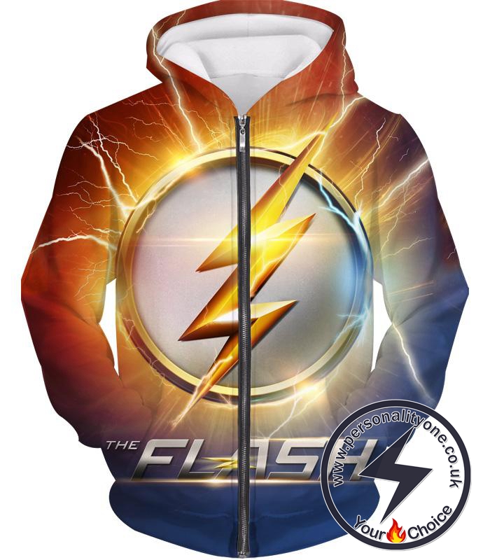 DC Comics The Flash Symbol Zip Up Hoodie - Superhero 3D Zip Up Hoodies And Clothing